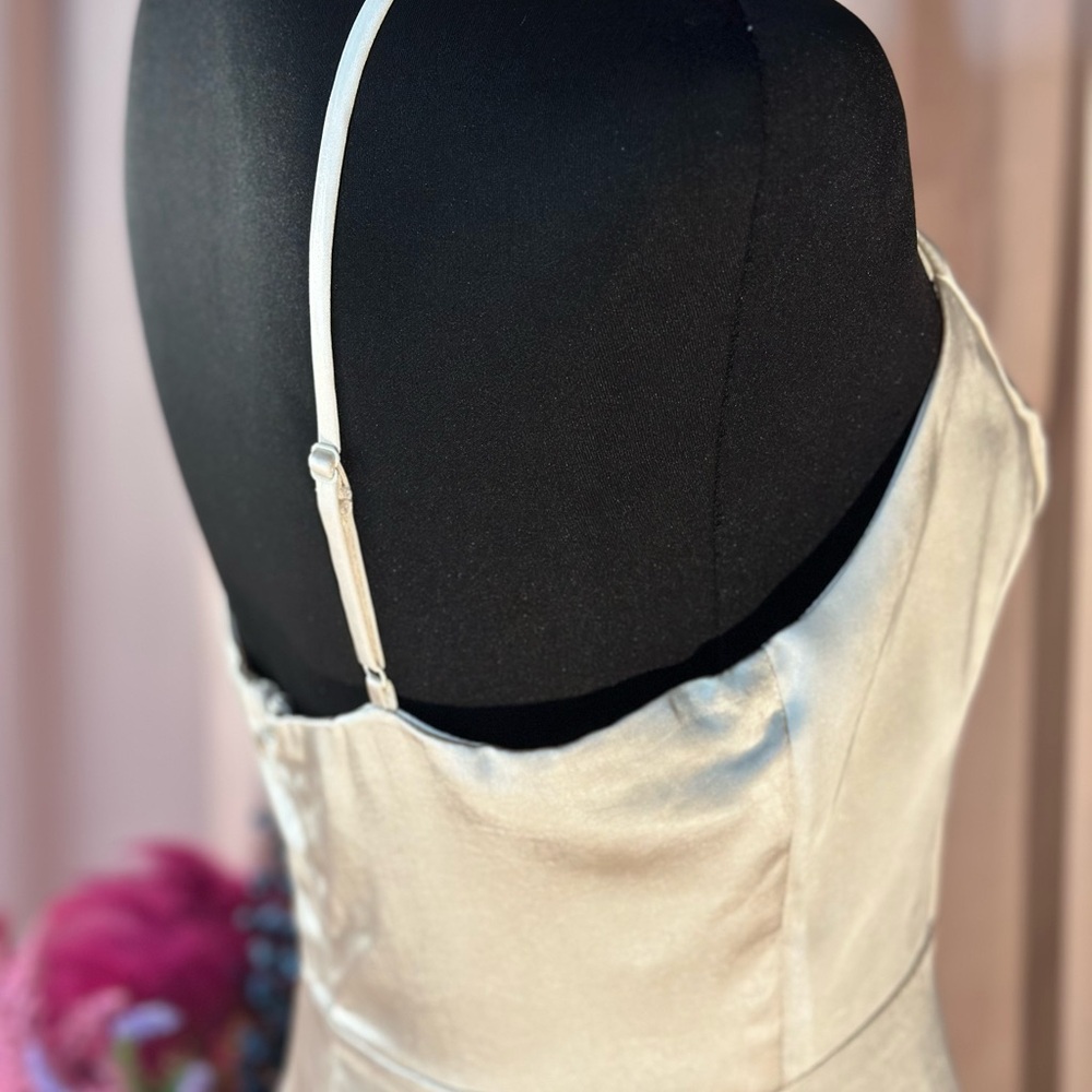 Lulus You're My Favorite Champagne Satin Slit Leg Jumpsuit - Picture 6 of 16